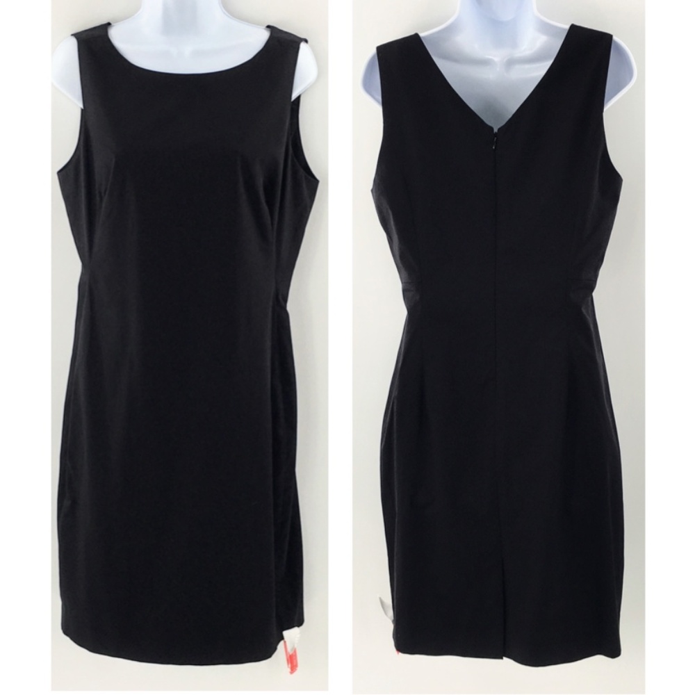 Theory Sleeveless Sheath Dress Black Stretch Cotton Fitted Midi Betty 2B Sz 10
